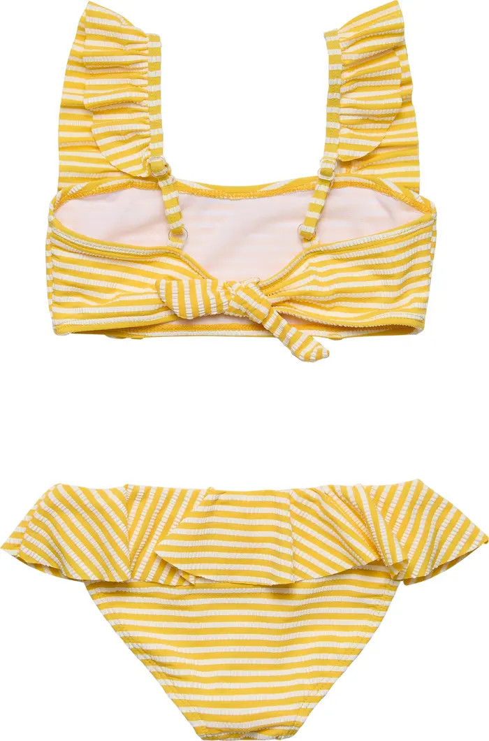 Kids' Sunshine Stripe Frill UPF 50+ Two-Piece Bathing Suit | Nordstrom