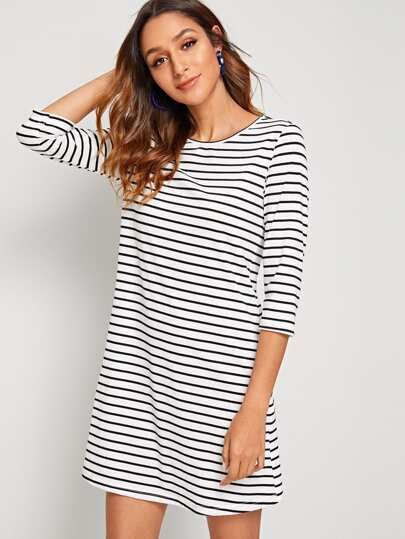 Striped Tee Dress | ROMWE | ROMWE