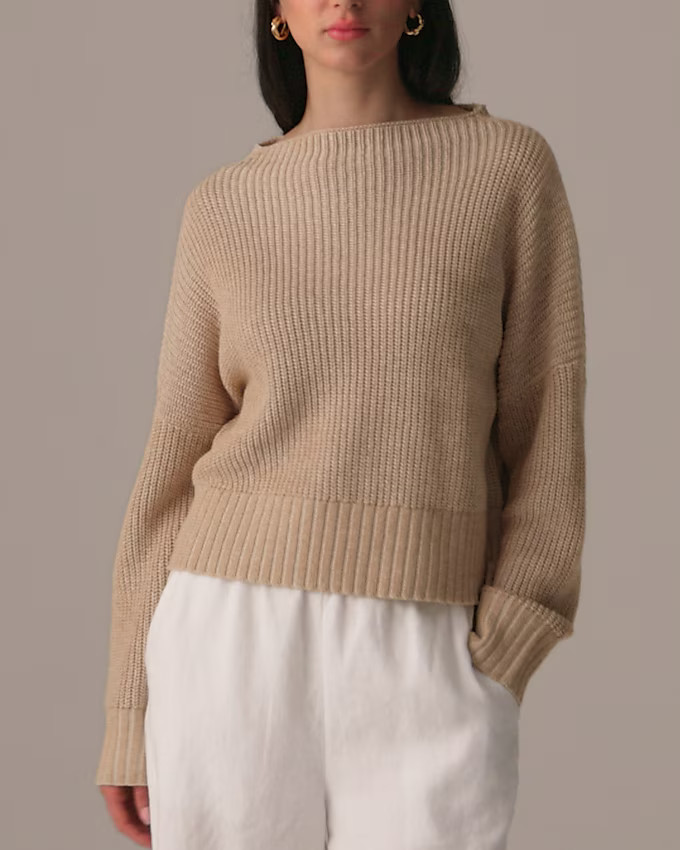 Ribbed funnelneck sweater in linen-cotton blend | J. Crew US