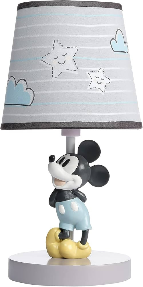 Lambs & Ivy Disney Baby Moonlight Mickey Mouse Lamp with Shade & Bulb - Gray | Amazon (US)