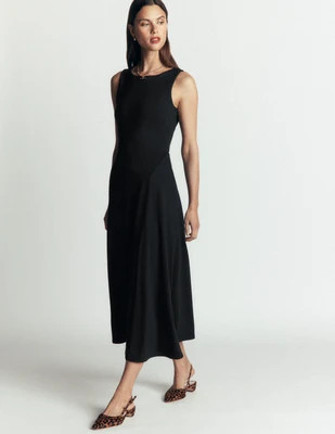 Boden Women's Asymetric Ponte Midi Dress in Black | Size 14 | Boden (US)