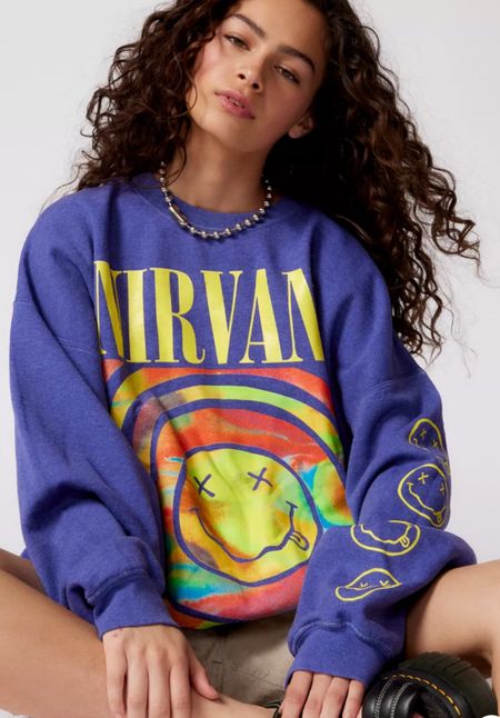 Nirvana Smile Overdyed Crew Neck Sweatshirt

#LTKsalealert #LTKstyletip #LTKfindsunder100