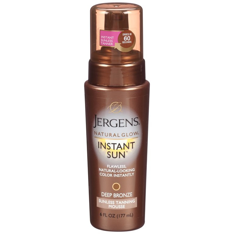 Jergens Natural Glow Instant Sun Sunless Tanning Mousse, Self Tanner Deep Bronze Tan, 6 oz | Walmart (US)