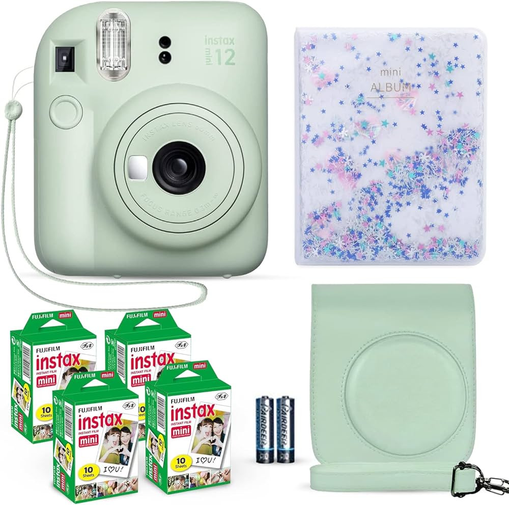 Fujifilm Instax Mini 12 Instant Camera Mint Green + Fuji Film Value Pack (40 Sheets) + Shutter Ac... | Amazon (US)