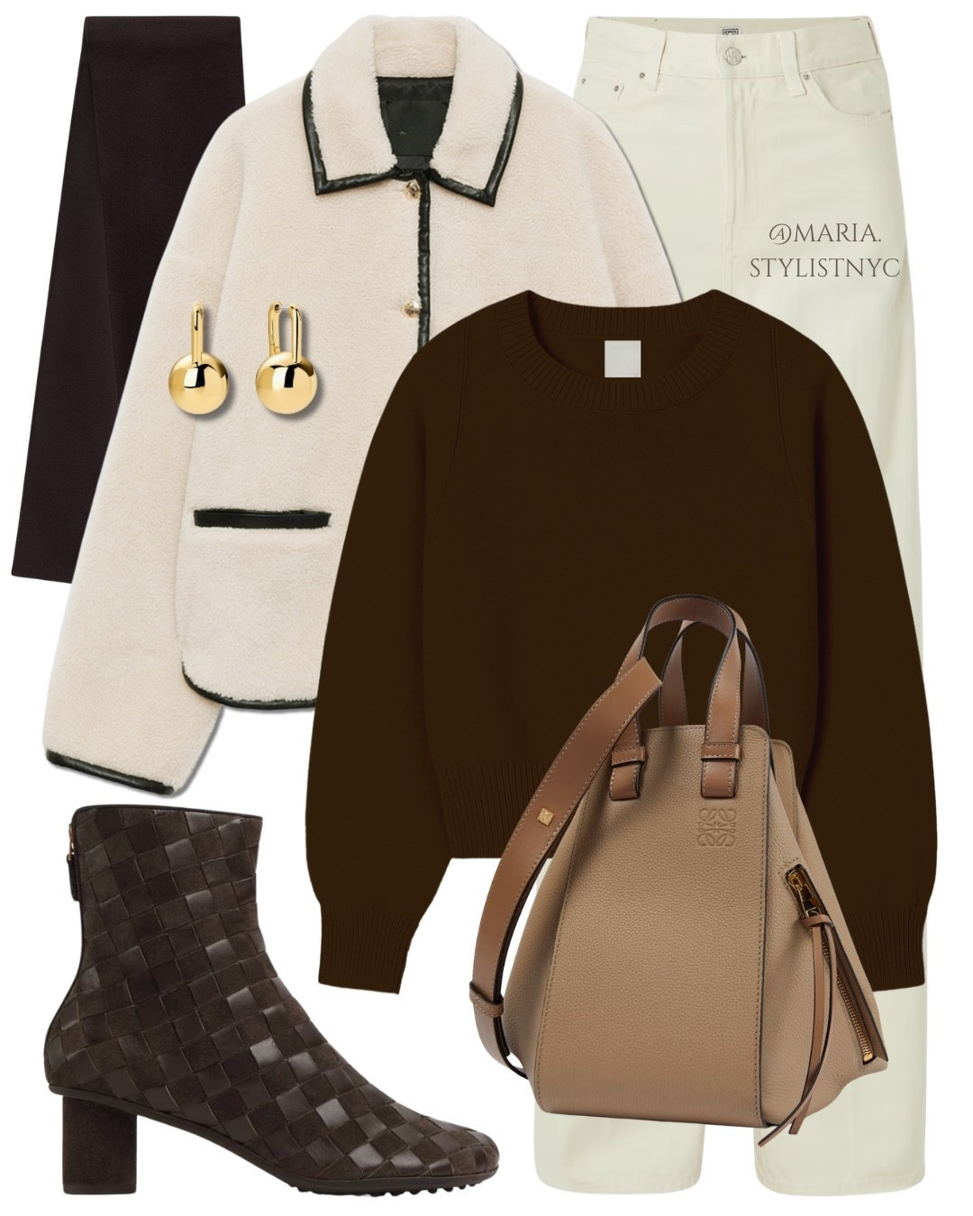 Quiet luxury layering at its finest. ☕
This look pairs a cozy, cream shearling-trim jacket with a rich chocolate brown knit, keeping the palette grounded and warm. The bright ecru wide-leg pants add structure, while the accessories elevate the entire look✨

#LTKSeasonal #LTKootd