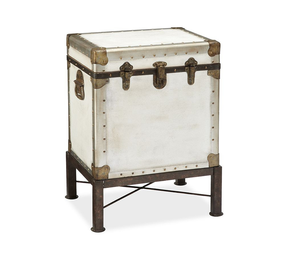 Ludlow Trunk End Table with Stand, White | Pottery Barn (US)