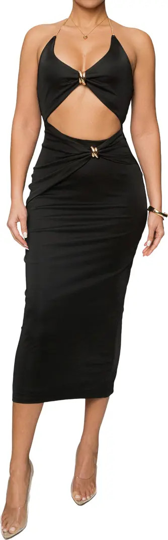 Cutout Chain Halter Midi Dress | Nordstrom