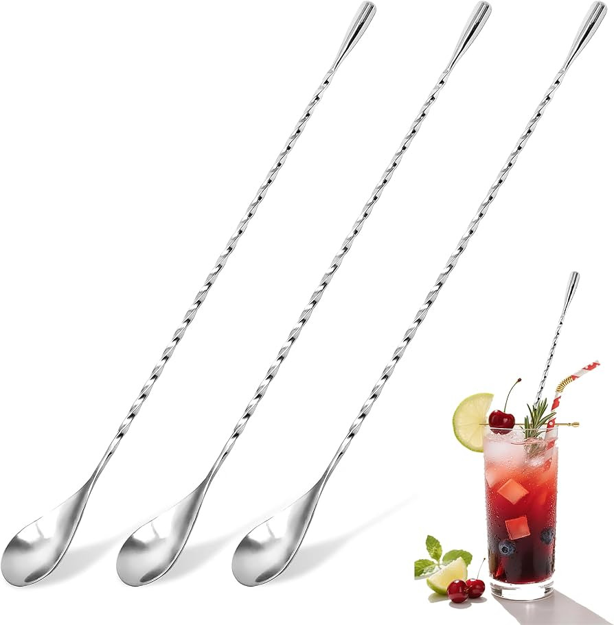 3Pcs Stainless Steel Bar Spoon, Ergonomic Stirring Spoons for Effortless Cocktail Mixing, Twist-H... | Amazon (US)
