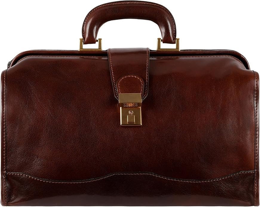 Time Resistance Leather Doctor Bag - Italian Handmade Medical Bag - Vintage Style Handbag - Real ... | Amazon (US)