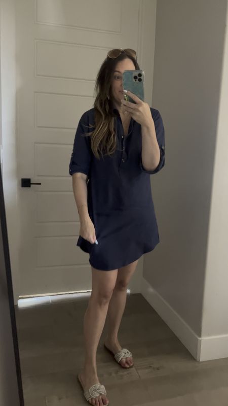 The perfect shirt dress from Amazon. Perfect for beach to casual dinner to a work dress. Fits true to size. I’m Wearing size S, and I’m around 150lbs and 5’6” size 4/6 right now for more oversized fit size up. 

Hit me about mid thigh but I do have a longer torso. Thicker material than expected. Got lots of compliments wearing it! Also these sandals everywhere I go people comment on them - best sandals for summer! I wore them to a huge event and I had girls yelling how cute they were over the music and crowds 🤣🎉🙌🏻

#amazonfashionfinds #casualoutfit #vacationvibes #workoutfit

#LTKworkwear #LTKunder50 #LTKtravel