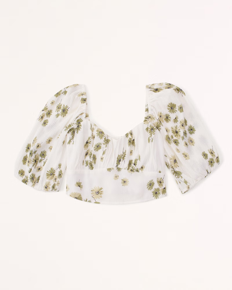 Women's Cropped Crinkle Set Top | Women's Tops | Abercrombie.com | Abercrombie & Fitch (US)