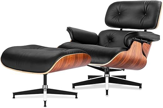 Mid Century Lounge Chair and Ottoman, Modern Chair Classic Design, Top Grain Leather Palisander W... | Amazon (US)