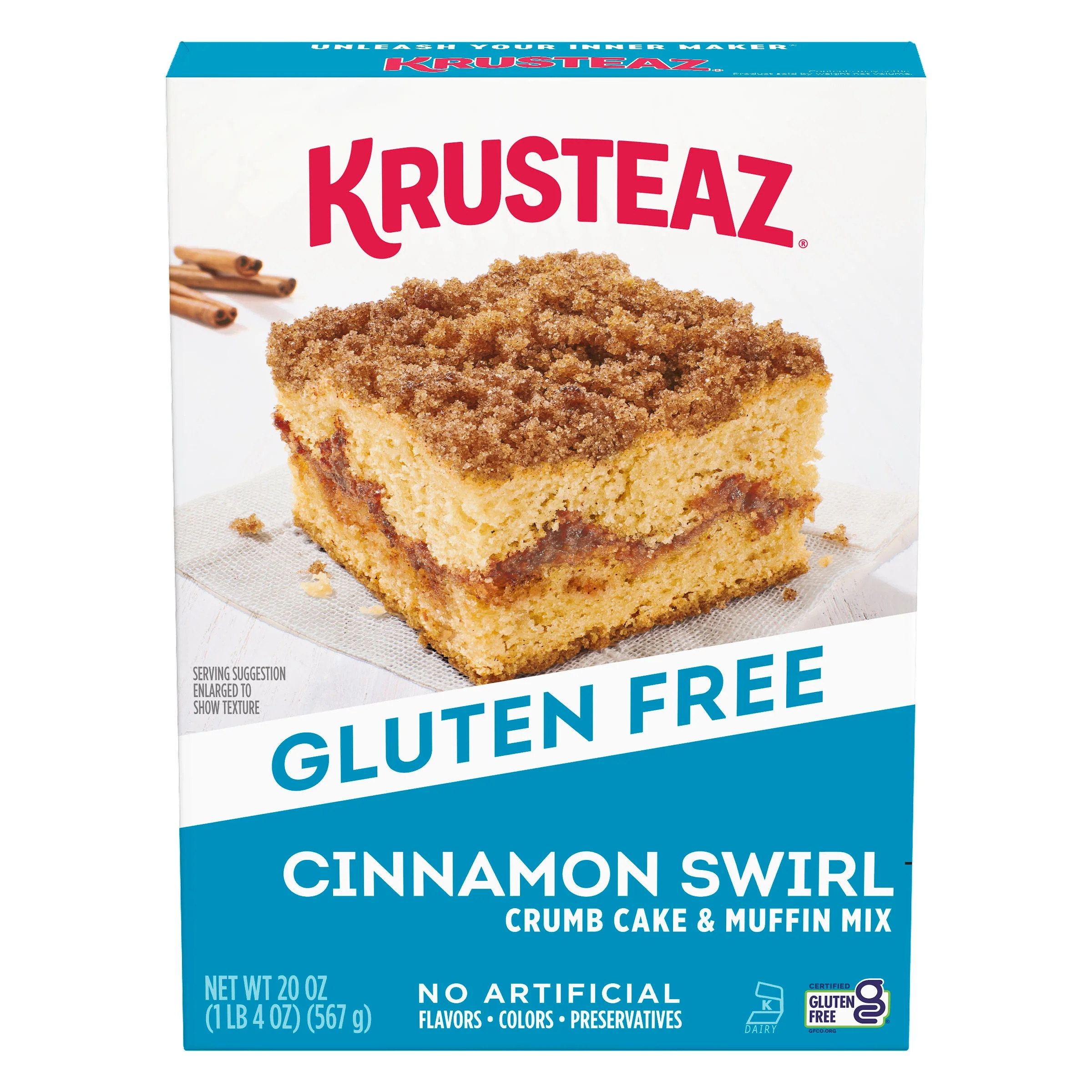 Krusteaz Gluten Free Cinnamon Swirl Crumb Cake & Muffin Mix, 20 oz Box | Walmart (US)