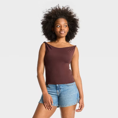 Women's Twist Knit Tank Top - Wild Fable™ Dark Brown S | Target