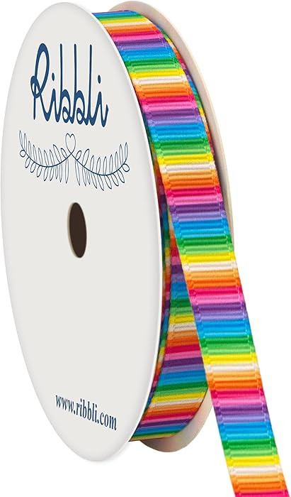 Amazon.com: Ribbli Easter Ribbon,Colorful Easter Rainbow Stripe Grosgrain Ribbon Use for Hair Bow... | Amazon (US)
