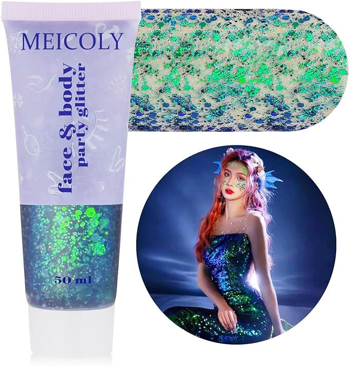 MEICOLY Chameleon Green Body Glitter,Chunky Glitter Face Paint,Color Changing Mermaid Face Glitte... | Amazon (US)