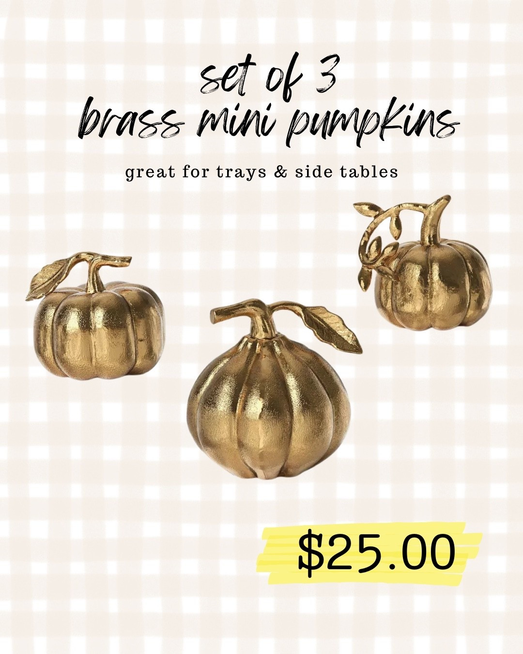 ✨ small but mighty fall vibes ✨ These little brass pumpkins are the perfect accent for trays, shelves, or side tables. Subtle, stylish, and under $25! I just got these in the mail today and can’t wait to style them up! 🍂

#LTKSeasonal #LTKFindsUnder50 #LTKHome