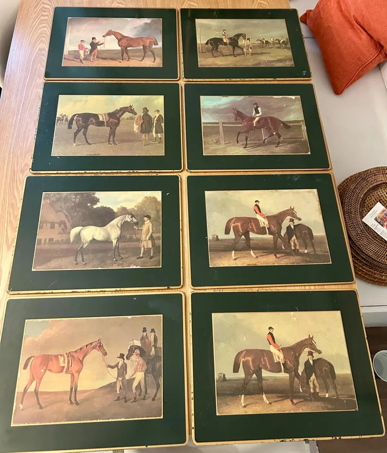 Vintage English Equestrian Placemats Set of 8 Horse Racing Scene Equestrian Scenes Felt Backed, H... | Etsy (US)