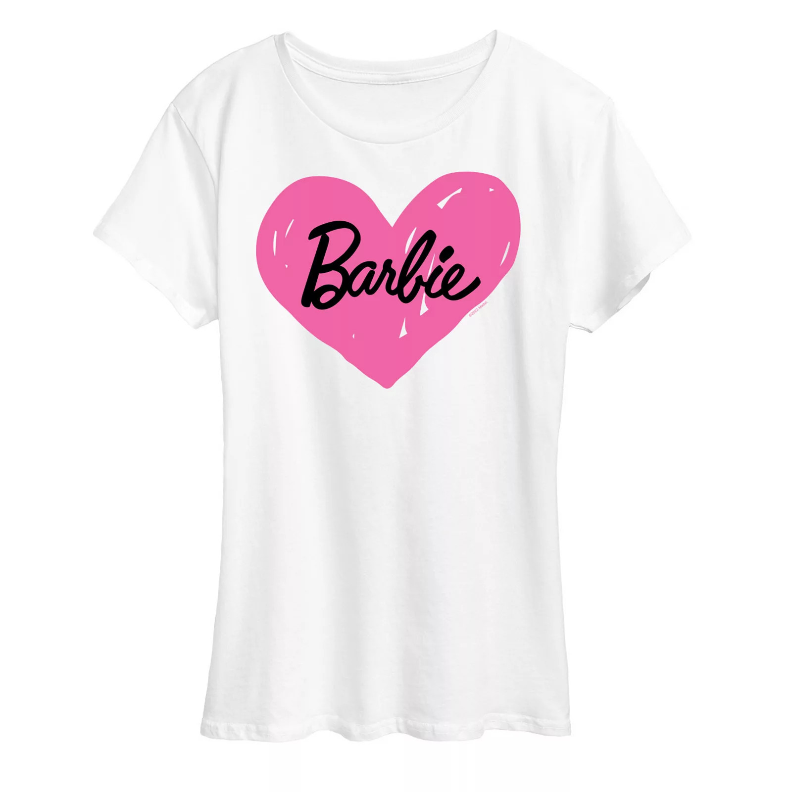 Women's Barbie® Hand Painted Heart Logo Graphic Tee, Girl's, Size: Small, White | Kohl's