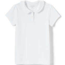 School Uniform Girls Short Sleeve Ruffled Peter Pan Collar Knit Shirt | Lands' End (US)