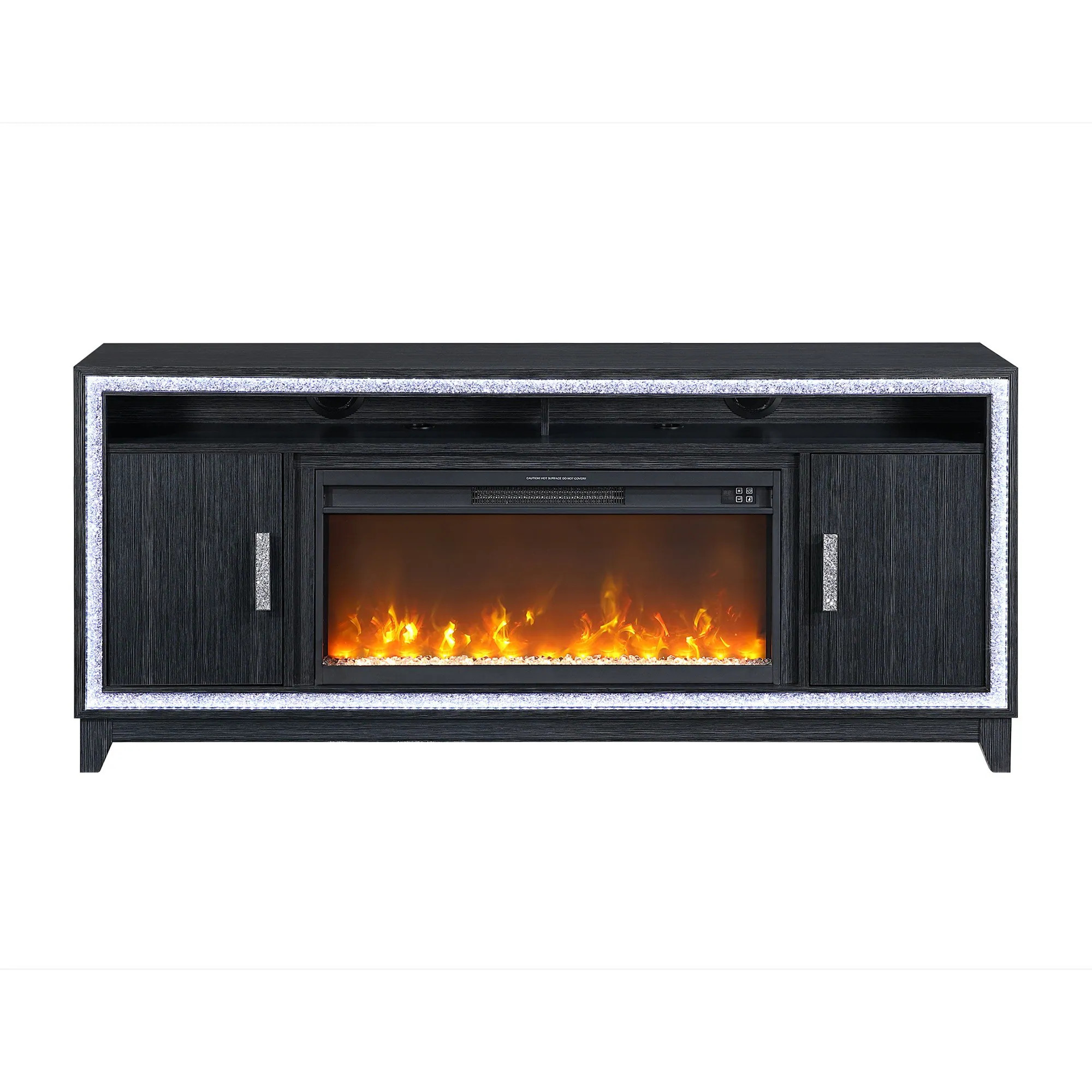 Dimakai 72-in W Dark Oak TV Stand with Fan-forced Electric Fireplace with Remote Control Included one_size in Gray | DK-B201P359622 | Lowe's