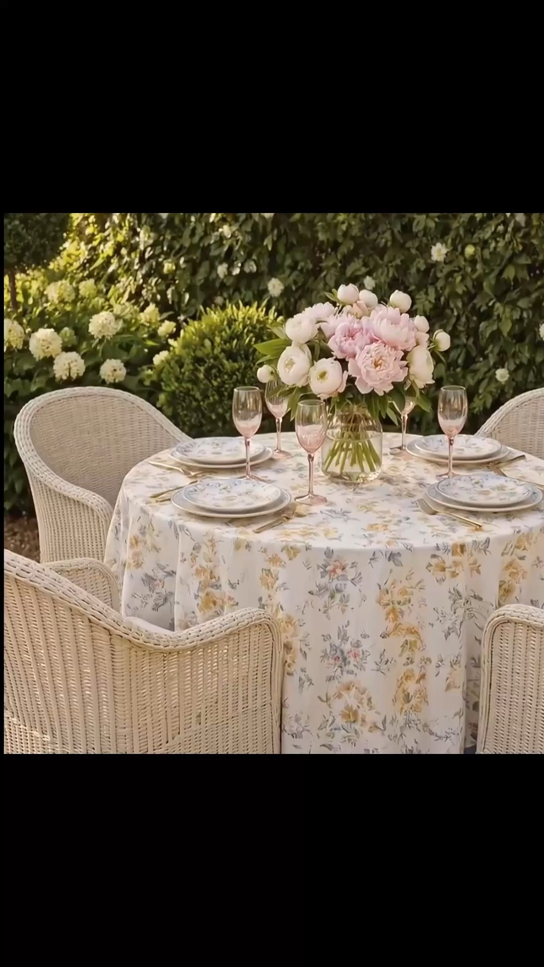 Mother’s Day is this coming Sunday 🤍  
What’s your plan this year?

I love the idea of setting up a relaxed outdoor Mother’s Day brunch at home — elegant flowers, soft spring patterns, pink fluted glasses, and beautiful rattan dining chairs that instantly make the backyard feel elevated and welcoming.

This setup is all about layering timeless pieces:
• floral tablecloth  
• floral dinnerware set  
• woven rattan outdoor chairs  
• pink fluted wine glasses  
• fresh floral arrangement  

The floral tablecloth, dinnerware, and floral arrangement are from Williams Sonoma, and the gorgeous rattan outdoor chairs are from Serena & Lily — and their outdoor collection is currently up to 30% off.

Such a beautiful way to create a cozy but elegant brunch moment for Mother’s Day weekend ✨

#mothersdaybrunch #outdoorbrunch #serenaandlily #williamssonoma #rattanchairs #outdoordining #tablescapedecor #springtablescape #floraltablecloth #floraldinnerware #gardenbrunch #pinkglassware #outdoorentertaining #coastalliving #backyardinspo #patioseason #brunchathome #springdecor #outdoorliving #tablelinen

#LTKHome #LTKMothersDay #LTKHome #LTKSaleAlert