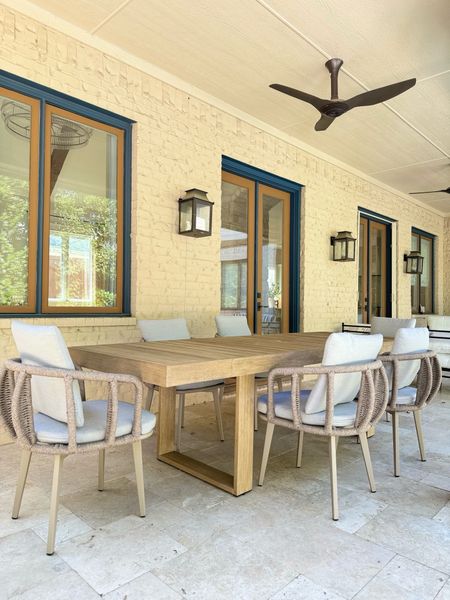 My outdoor dining space - I could not believe how affordable these rope chairs were! Seriously and this outdoor table color is gorgeous, and the outdoor dining chairs go so well with the space! 

#LTKhome #LTKSeasonal #LTKsalealert