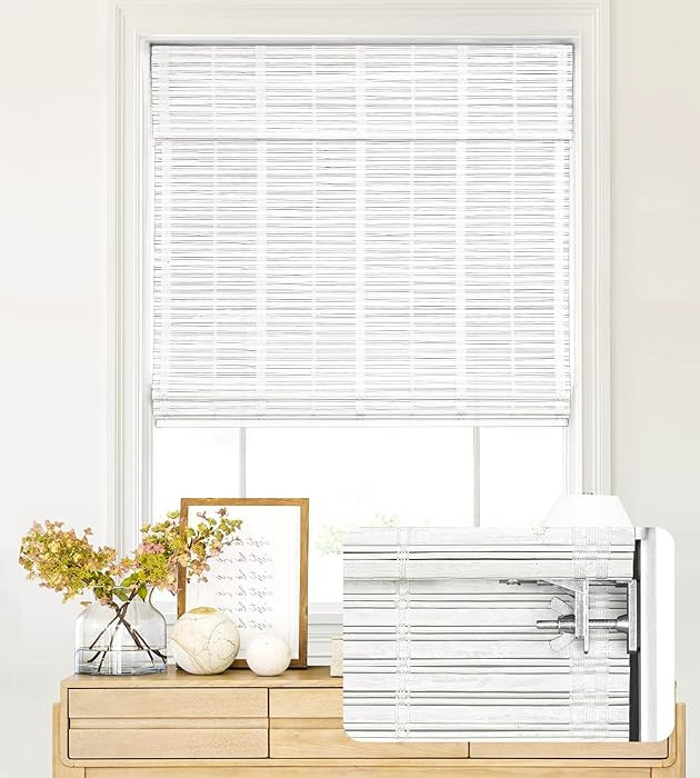 LazBlinds No Tools No Drill Cordless Bamboo Roman Shades, Light Filtering Window Treatment, Roll ... | Amazon (US)