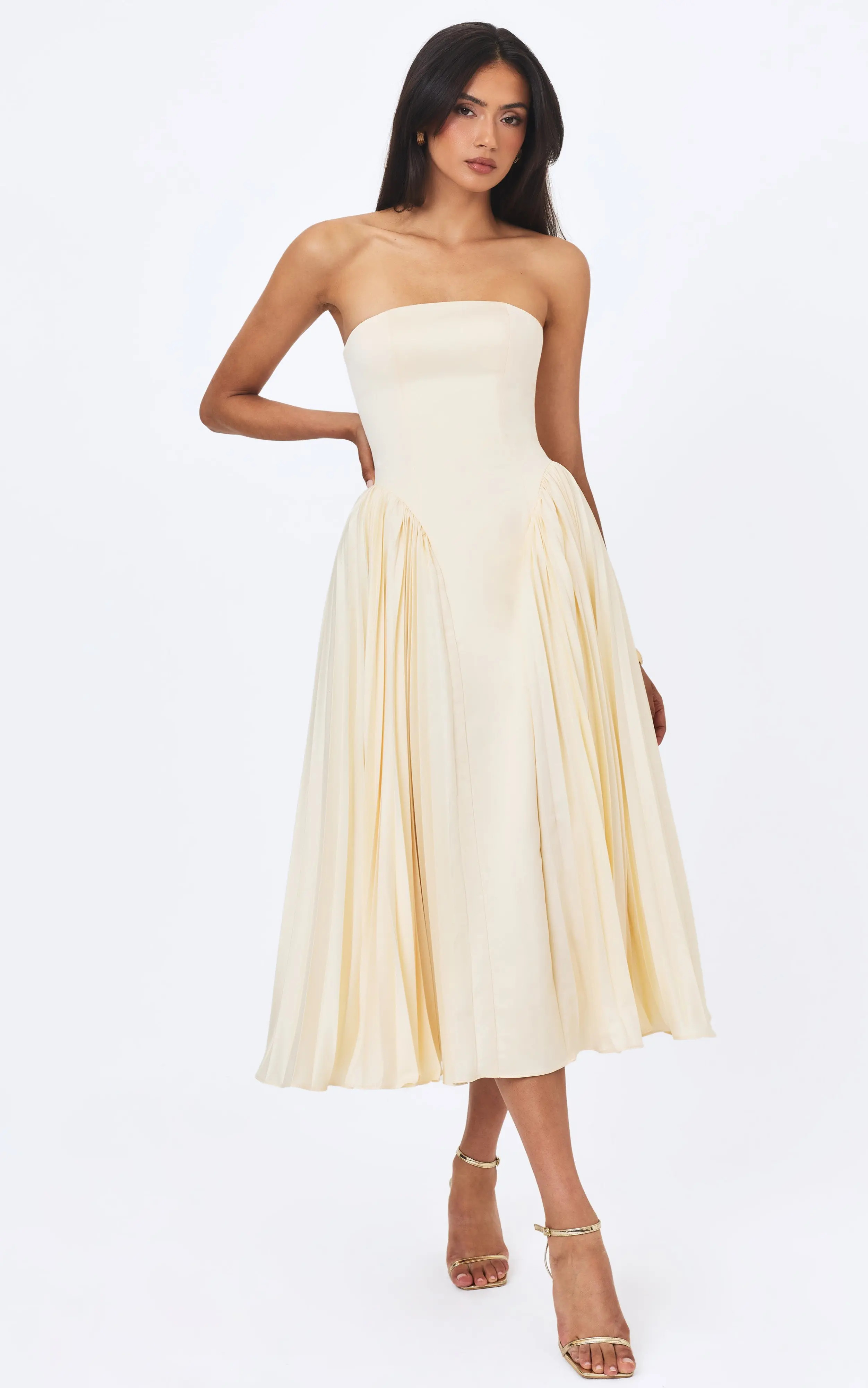 Miss Circle Marnie Pleated Satin Midi Dress (Women) | Nordstrom | Nordstrom