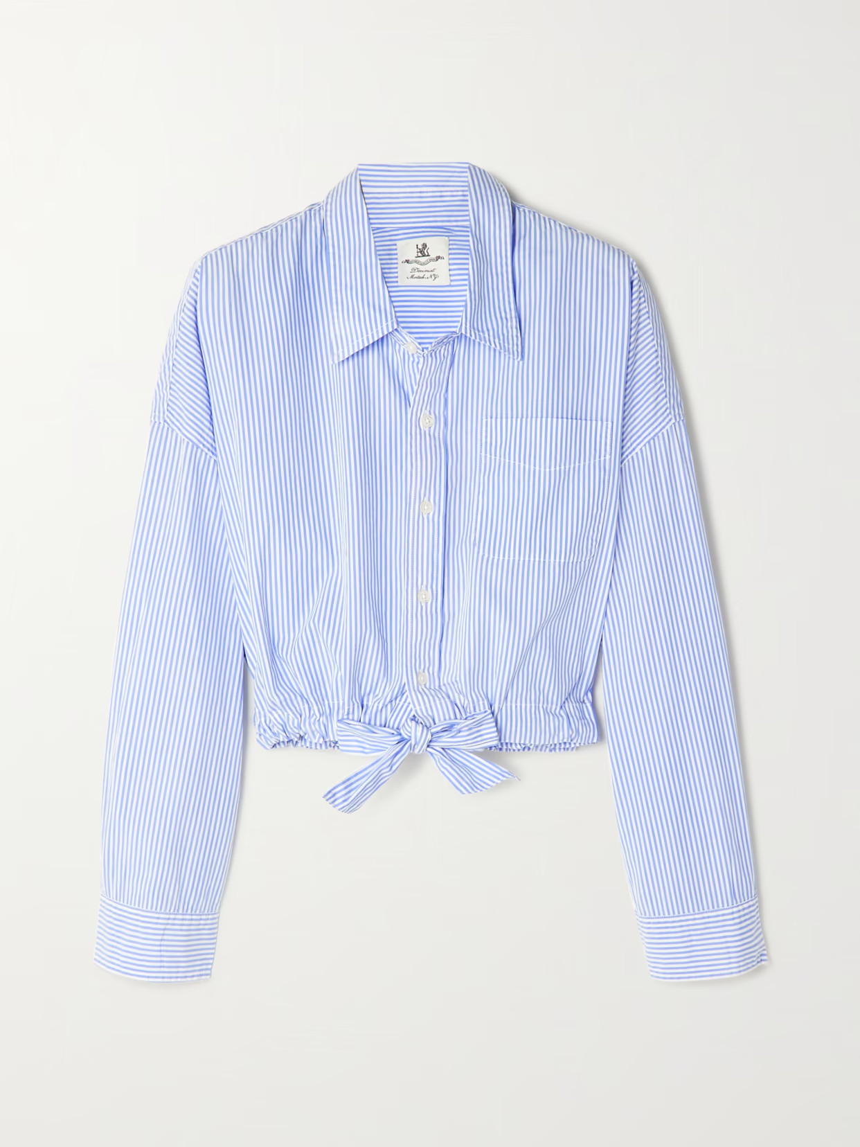 Denimist - Cropped Tie-front Striped Cotton-poplin Shirt - Blue | NET-A-PORTER (US)
