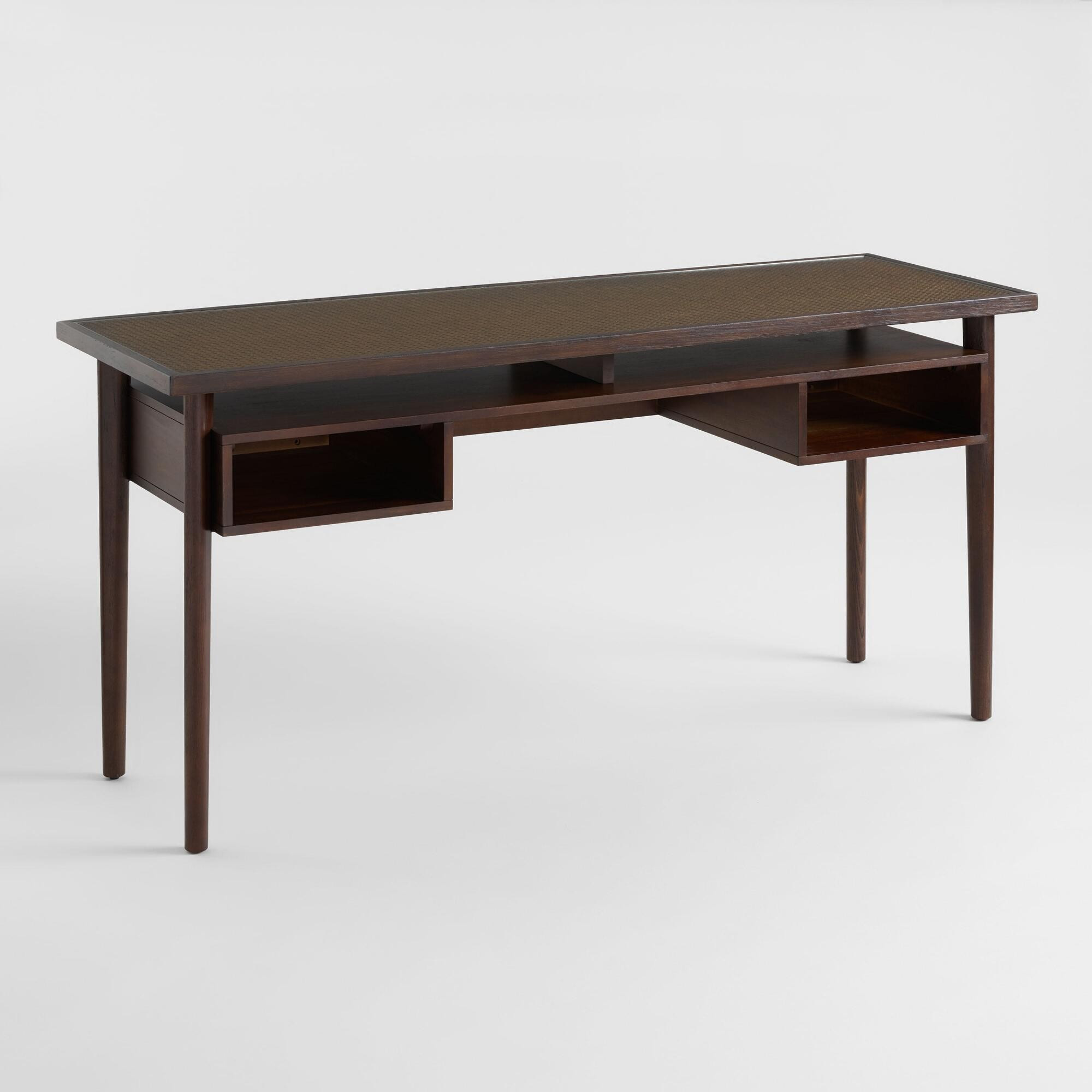 Espresso Brown Cane Top Randall Desk by World Market | World Market