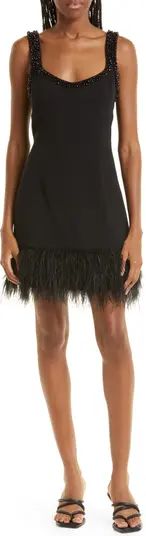 Stellah Bead & Feather Trim Cocktail Minidress | Nordstrom