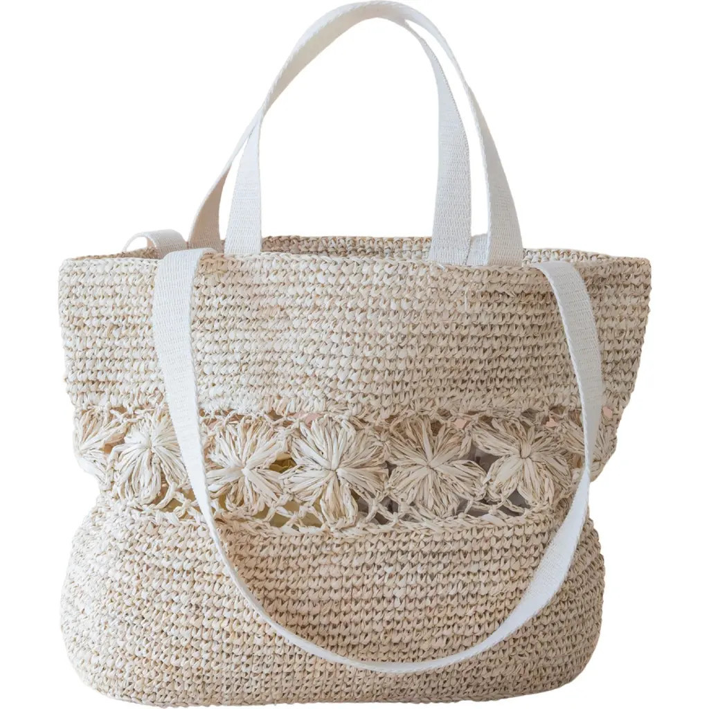LIKHA Raffia Floral Weave Tote in Natural at Nordstrom | Nordstrom