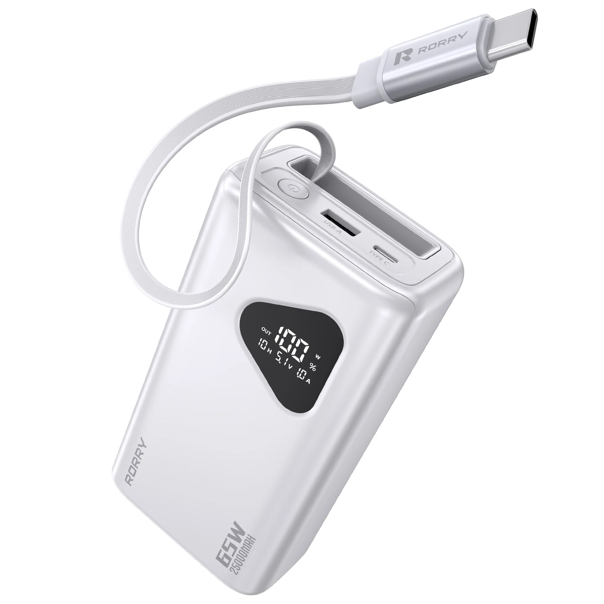 RORRY 65W Portable Charger 25000mAh Power Bank with Retractable USB-C Cable, Fast Charging Laptop... | Walmart (US)