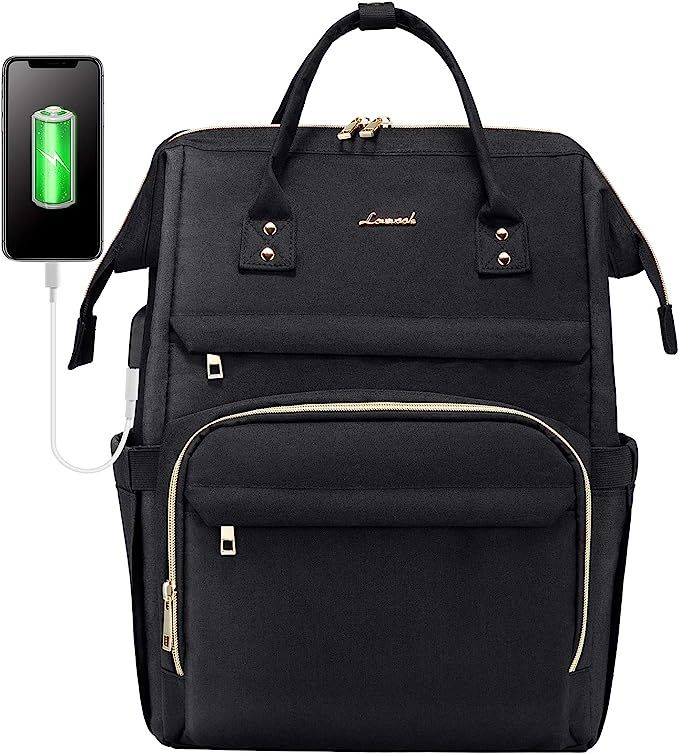 Laptop Backpack for Women Fashion Travel Bags Business Computer Purse Work Bag with USB Port, Bla... | Amazon (US)