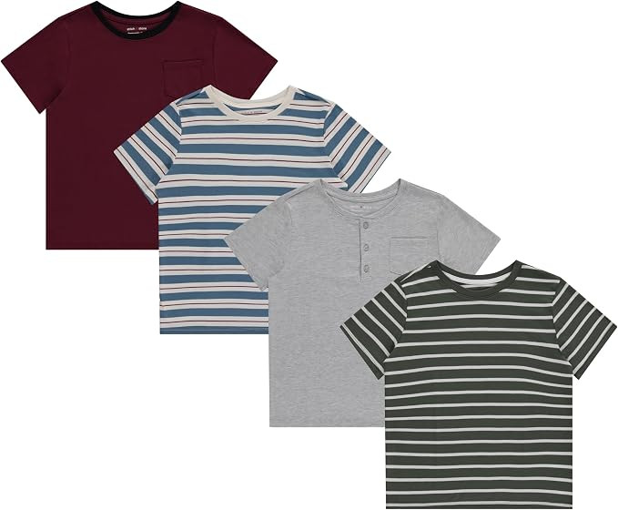 STITCH & STONE Boys 4 Pack Graphic Tees Comfortable Stylish T-Shirts for Ages Size 4-14 | Amazon (US)