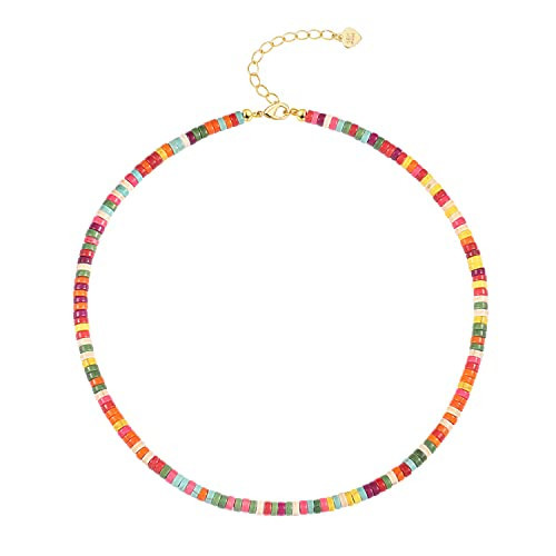 Aobei Pearl Bohemian Beaded Choker for Women Rainbow Clay Seed Beads Necklace Handmade Jewelry 15” | Amazon (US)