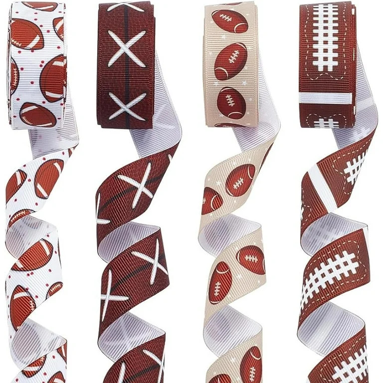 20Yards 4Styles Football Wire Ribbon Sports Stripe Printed Ribbon Rugby Polyester Grosgrain Ribbo... | Walmart (US)