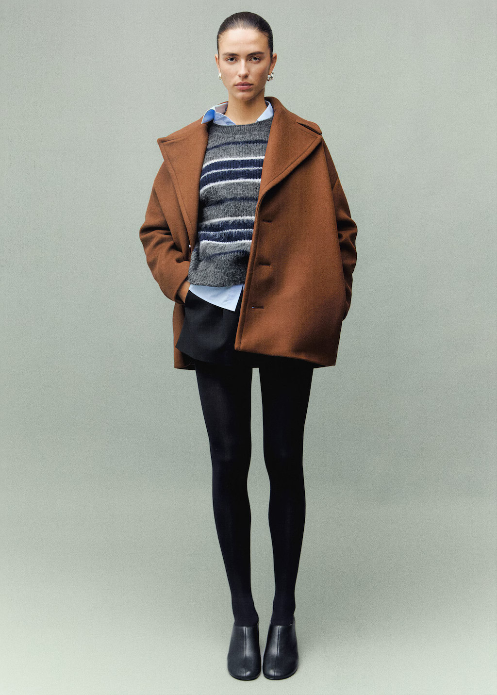 Manteco wool coat with lapels medium brown - Woman - M - MANGO | MANGO (UK)