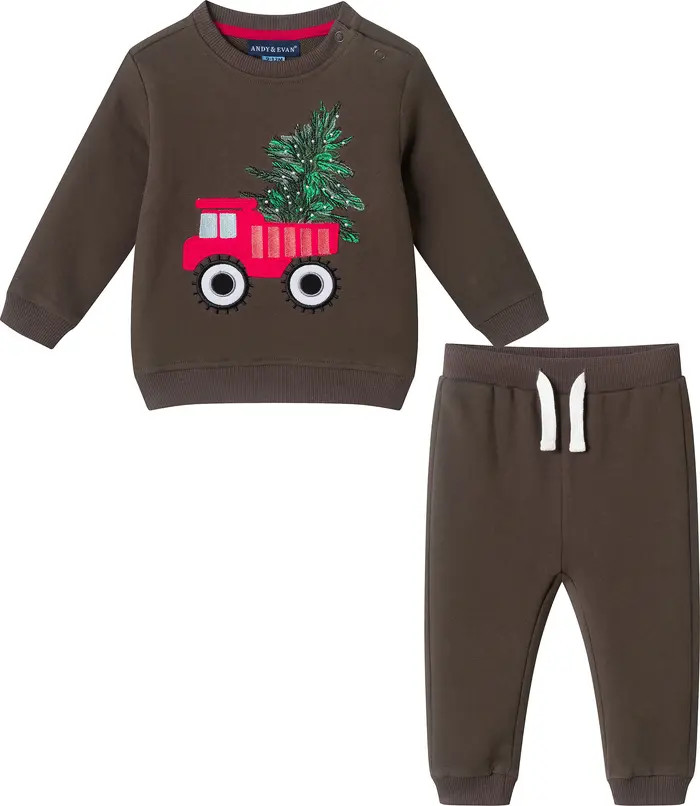 Christmas Truck Appliqué Sweatshirt & Joggers Set | Nordstrom