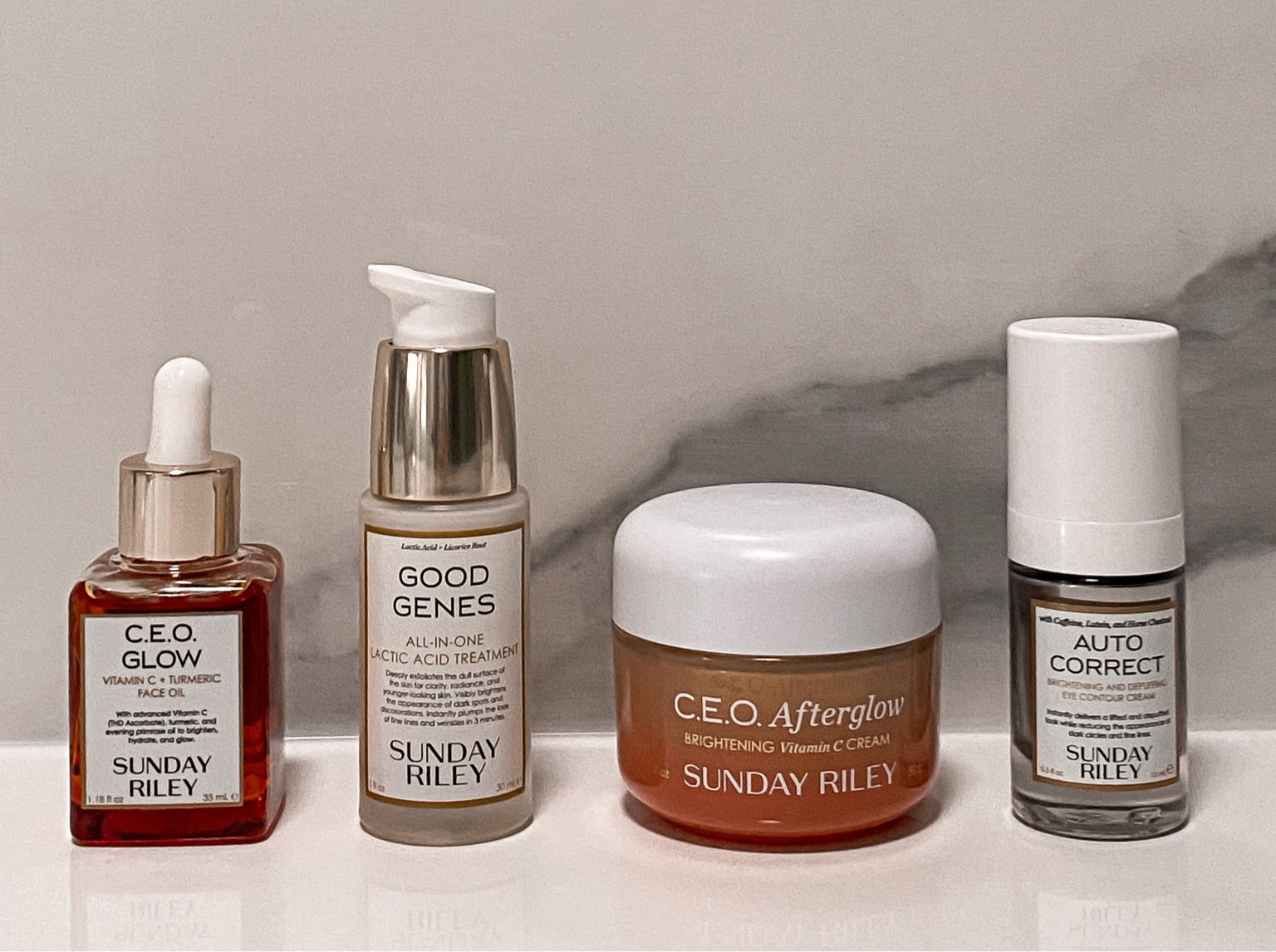 Morning skincare line up!

Brighten | Hydrate | Glow 

All you need is linked below! Make sure to check out my night time skincare products on my other post! 

Applied in this order:
✨Vitamin C + Turmeric Face Oil
✨Lactic Acid Treatment
✨Brightening Vitamin C Cream
✨Brightening & Depuffing Eye Contour Cream

*Don’t forget to add a sunscreen! Also linked on another post!*

Xx

#sephora #sundayriley #ceoglow #goodgenes #autocorrect 

#LTKunder100 #LTKBeautySale #LTKbeauty