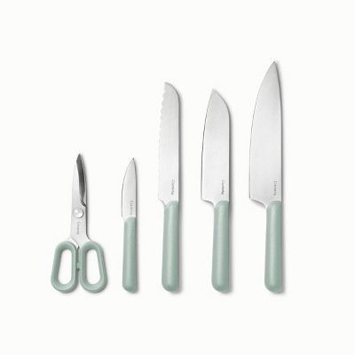 Caraway Home 5pc Knife Set Mist: Stainless Steel Blades, Plastic Handles, Includes Shears & Chef Knife, Hand Wash Only | Target