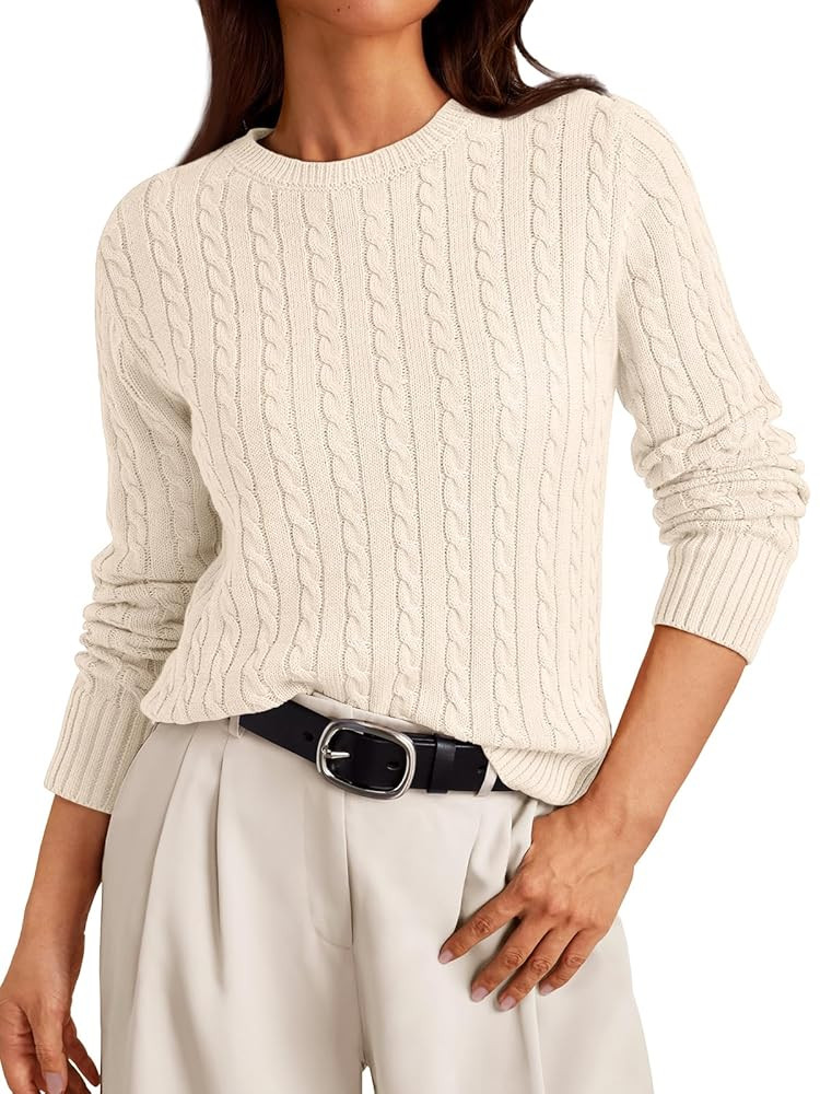 LILLUSORY Cable Knit Sweater Womens Soft Pullover Lightweight Ladies Business Casual Trendy Sweat... | Amazon (US)