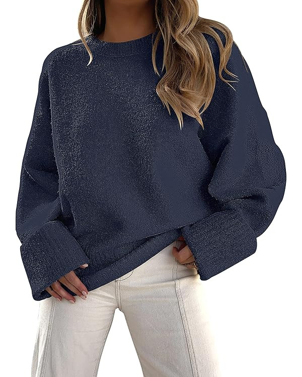 ANRABESS Women's Crewneck Long Sleeve Oversized Fuzzy Knit Chunky Warm Pullover Sweater Top | Amazon (CA)