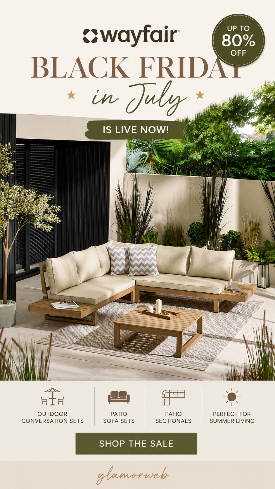 Okay but tell me why I’m suddenly in my outdoor makeover era 😭✨ because the Wayfair Black Friday in July sale just went LIVE and the patio section is actually insane right now. Like full-on dreamy patio conversation sets, cozy outdoor sectional sofas, and those chic patio sofa sets that make your backyard look like a Pinterest board?? I’m obsessed.

If you’ve been thinking about upgrading your outdoor space, this is literally your sign. Whether it’s morning coffee on a cute patio set or hosting summer night hangouts on a luxe outdoor sectional… everything feels so elevated and comfy. And the prices?? Girl… RUN. 🛒💸

#Wayfair #BlackFridayInJuly #WayfairSale #PatioGoals #OutdoorLiving #BackyardVibes #PatioInspo #OutdoorFurnitureFinds #SectionalSofa #PatioSet #OutdoorConversationSet #PatioSectional #HomeInspo #LTKHome #LTKSaleAlert #LTKDeals #SummerRefresh #BackyardMakeover #OutdoorDecor #CozyOutdoor #HomeUpgrade #SaleFinds #ViralFinds #AmazonHomeDupes #NeutralHome #ModernOutdoor #PatioSofaSet #HomeStyle #InteriorInspo #LTKHomeInspo 

 #LTKSeasonal #LTKHome #LTKSaleAlert