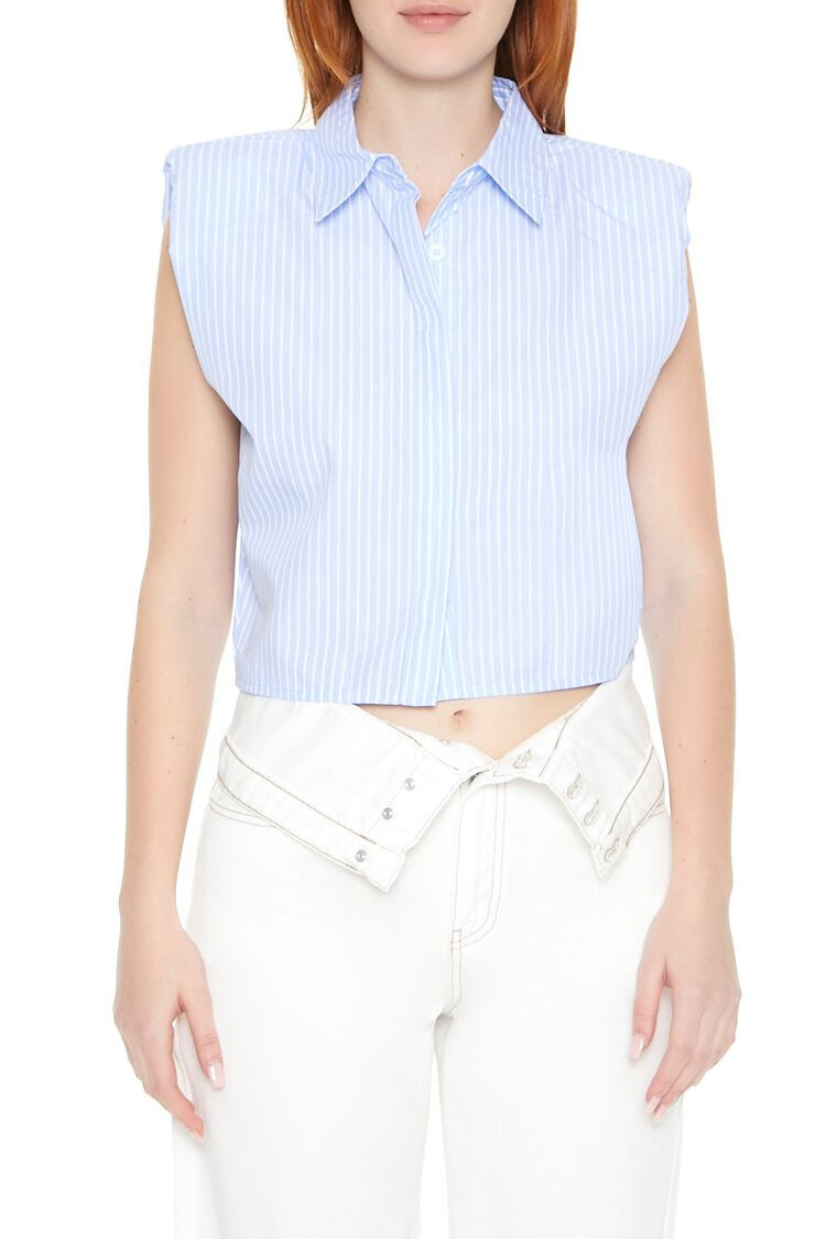 Sleeveless Pinstripe Shirt | Forever 21