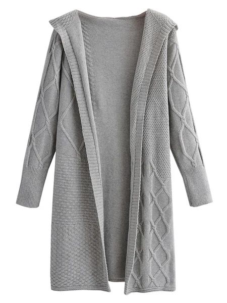 'Alissa' Cable Knit Long Hoodie Open Cardigan | Goodnight Macaroon