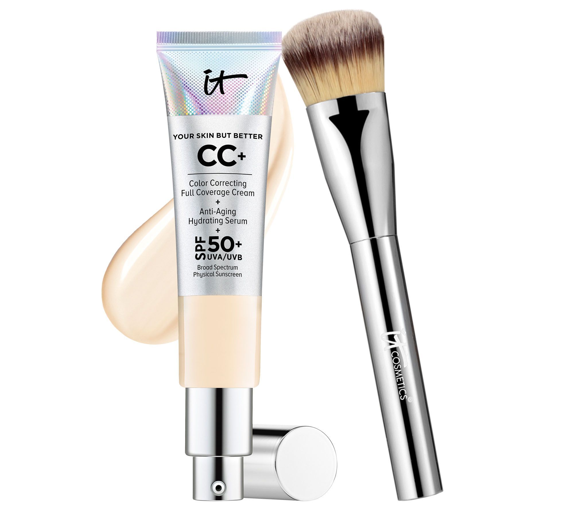 IT Cosmetics Full Coverage Physical SPF 50 CC Cream with Plush Brush — QVC.com | QVC