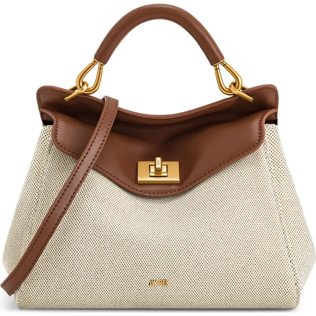 JW PEI Lucia Faux Leather Top Handle Bag in Brown Canvas at Nordstrom | Nordstrom