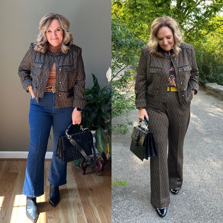 This jacket can be 100% professional or smart casual! I love it both ways. The fabric is a lightweight knit.  Lined. 

Wearing a size XL
Pants size 14 
Best size L
Blouse size XL
JEANS size 32 but I would size down 
Turtleneck size L

Fall Nashville work teach outfits 

#LTKmidsize #LTKover40 #LTKSeasonal